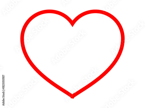Love, romance, relationships, Valentines Day, gratitude, emotional connection. A red heart outline symbol on white background. Love and romance concept ideal for design and communication