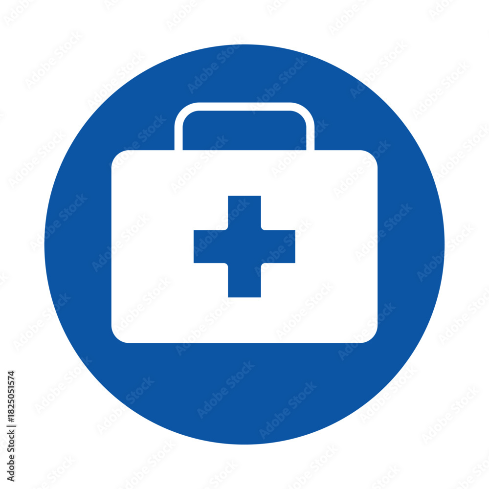 Obraz premium First Aid Kit Icon on a Blue Background for Health and Safety Applications