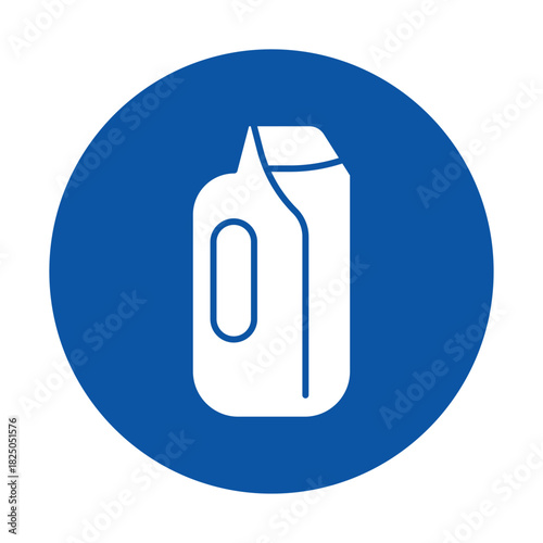 Simple and Clean Icon of a Plastic Bottle on a Bold Circular Background