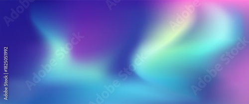 Gradient abstract aurora background. Soft purple, green, blue gradients inspired by northern lights. Vector aurora sky for app, web, greeting card, banner design
