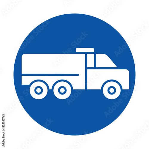 Blue Circle Icon of a Simple Truck Design in Minimalistic Style