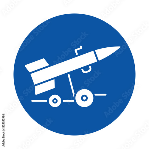 Detailed Illustration of a Military Missile Icon on a Circular Background