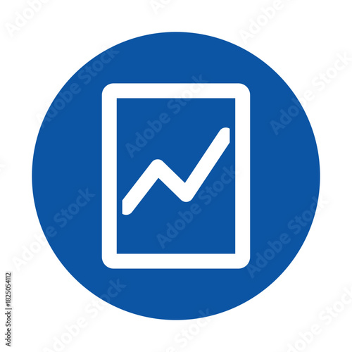 Simple Line Graph Icon Representing Growth in Blue Circle Background