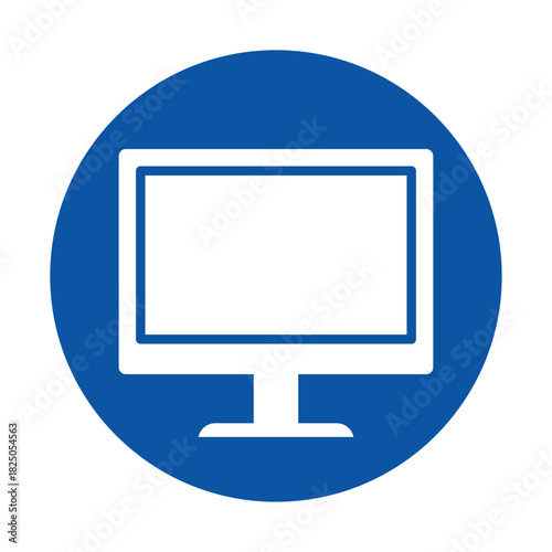 Computer Monitor Icon on Blue Background for Technology and Design Use