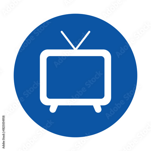 Iconic Retro Television Symbol in Circular Blue Background Design