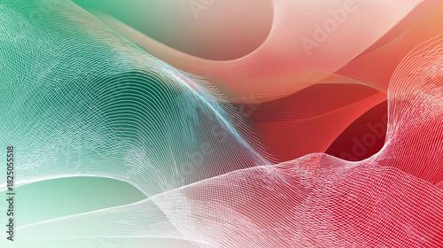 Abstract flowing lines create dynamic waves on colorful gradient background.