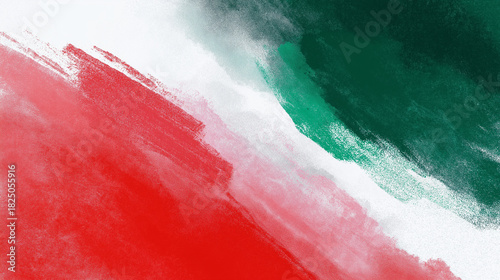 Italian Flag Colors Abstract Background with Diagonal Paint Strokes