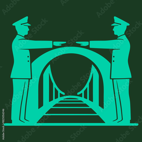 two officers bridge logo peace security