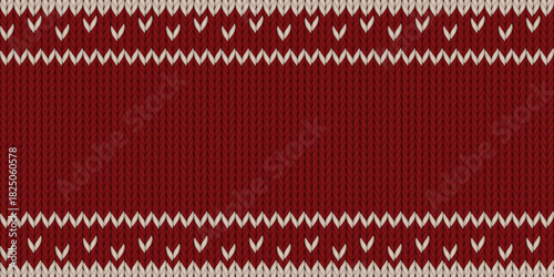 Red wool knitted texture with white stripes seamless pattern background