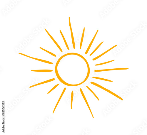 sun hand drawn doodle. Vector doodle illustration icon isolated on white bg