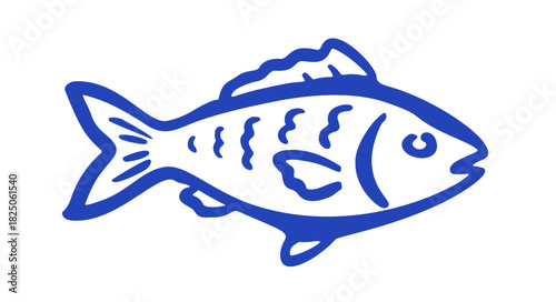 fish mediterranean doodle. Vector doodle illustration icon isolated on white bg