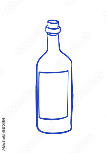 bottle oil mediterranean doodle. Vector doodle illustration icon isolated on white bg