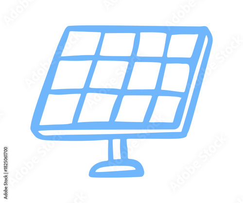 solar panel hand drawn doodle. Vector doodle illustration icon isolated on white bg