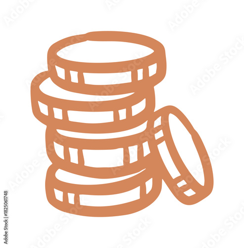 stack of coins doodle icon. Vector doodle illustration icon isolated on white bg