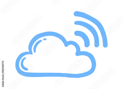 cloud signal doodle icon. Vector doodle illustration icon isolated on white bg