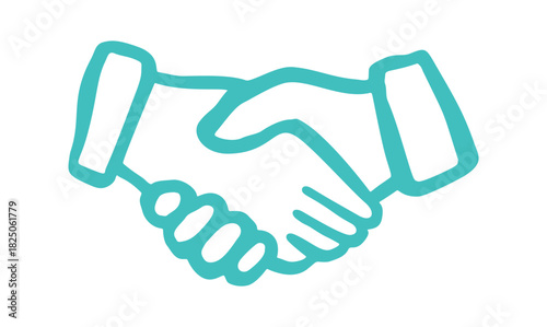 handshake hand drawn doodle. Vector doodle illustration icon isolated on white bg