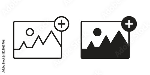Add photos icons. High-quality vector designs