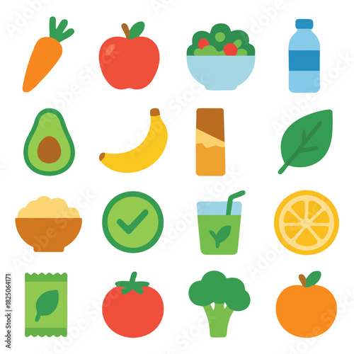 Nourishment Array: A vibrant assortment of wholesome elements, carefully organized to highlight healthy meal plan concepts.