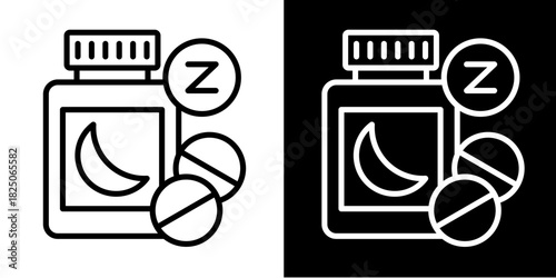 Sleeping Pills  Icon Set White Mix Style Collection