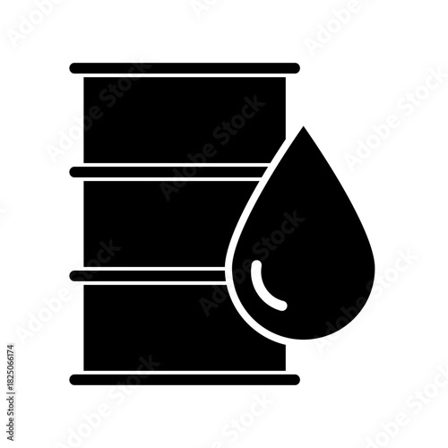 Barrel of oil glyph icon on white background.