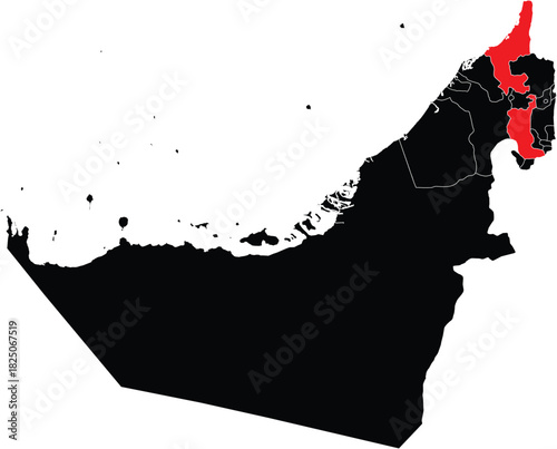 Vector Map of Ras Al Khaimah on the Map of the UAE