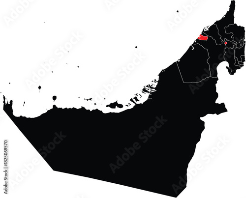 Vector Map of Ajman on Map of UAE