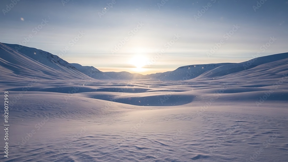 Fototapeta premium Snowy Mountain Range During Sunrise