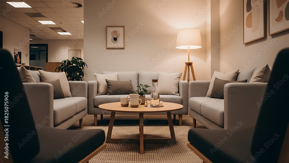 Fototapeta premium Interior Design of a Living Room with Sofa and Table