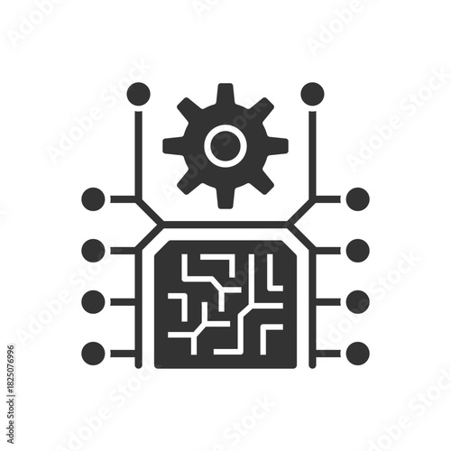 AI Generator Circuit Icon - AI Chip With Gear Icon