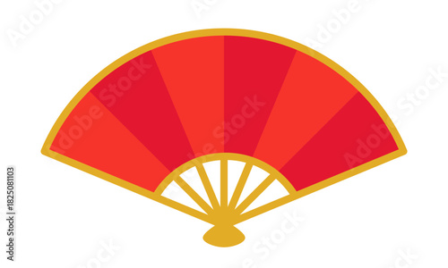 日本の扇子のミニマルなシンプルイラスト（正月、和、赤）