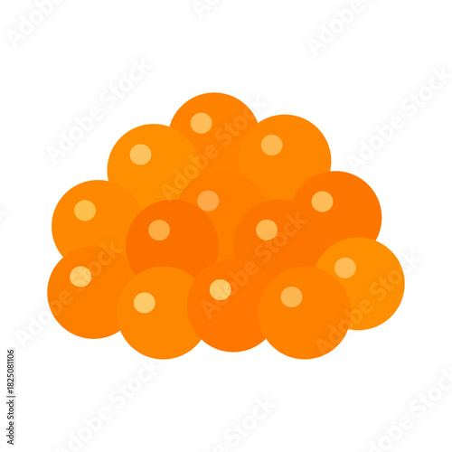 海鮮のいくらが積んであるシンプルで美味しそうなイラスト素材