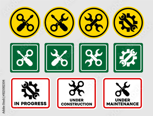 Maintenance and Construction Status Icons Set