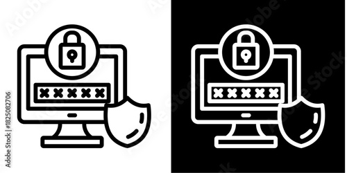 Secure Gdpr Login  Icon Set White Style Collection
