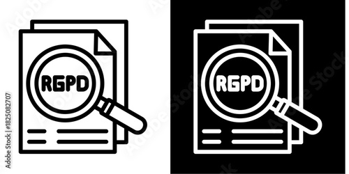 Rgpd Document  Icon Set White Style Collection
