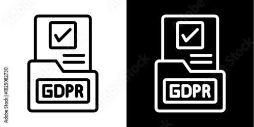 Gdpr Approval File  Icon Set White Style Collection
