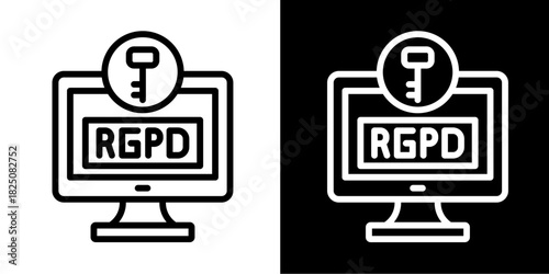 Rgpd Key Access  Icon Set White Style Collection
