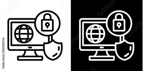 Gdpr Global Security  Icon Set White Style Collection
