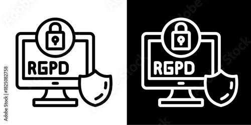 Rgpd Data Shield  Icon Set White Style Collection
