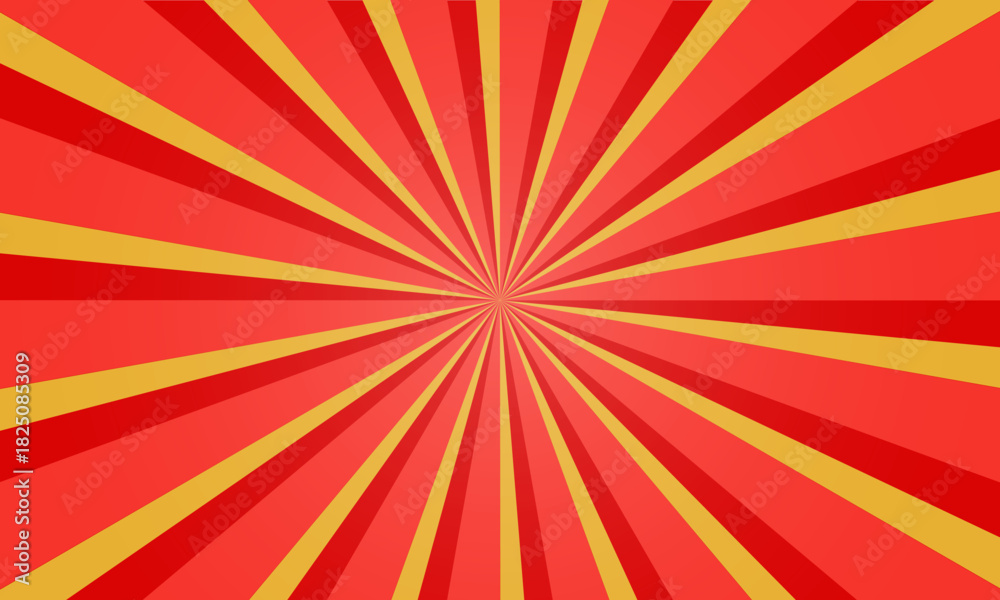 Fototapeta premium 赤と金の放射状に広がる華やかな集中線背景