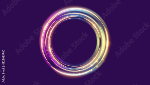 Minimal glowing portal with hologram gold effect