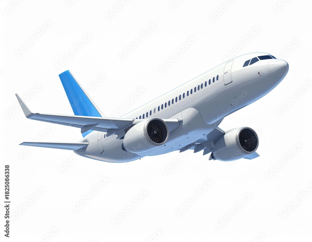 Fototapeta premium 3D realistic Airplane fly isolated on white background tourism travelling abroad journey concept with copy space for your text or design