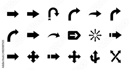 Directional arrows set for navigation, wayfinding, and design elements, vector based icon set