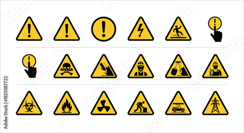 Essential safety hazard signs for workplace caution and awareness, industrial warnings