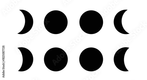 Elegant moon phases sequence, celestial cycle for astrology, witchcraft, or spiritual designs