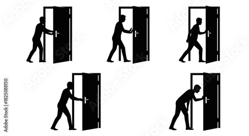 Silhouetted figure entering doorway, new beginnings, opportunity, success, welcome