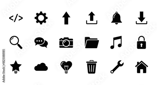 Essential website icons set for modern UI design projects, original scalable vector graphic