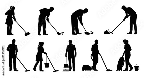 Cleaning service professionals in action, maintaining hygiene and order for a pristine space