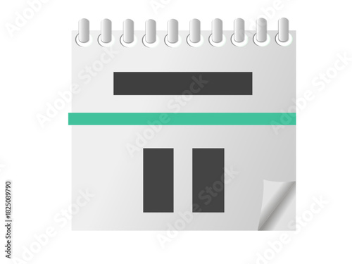 Time management, event planning, organization, productivity, reminders, work schedules. A spiral-bound calendar page with abstract shapes and a folded corner. Time management and event planning