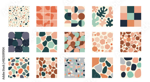 Trendy abstract seamless patterns collection for modern designs, originally vector graphics