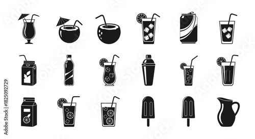 Refreshing summer drinks and treats vector icons: Perfect for menus, flyers and promotion